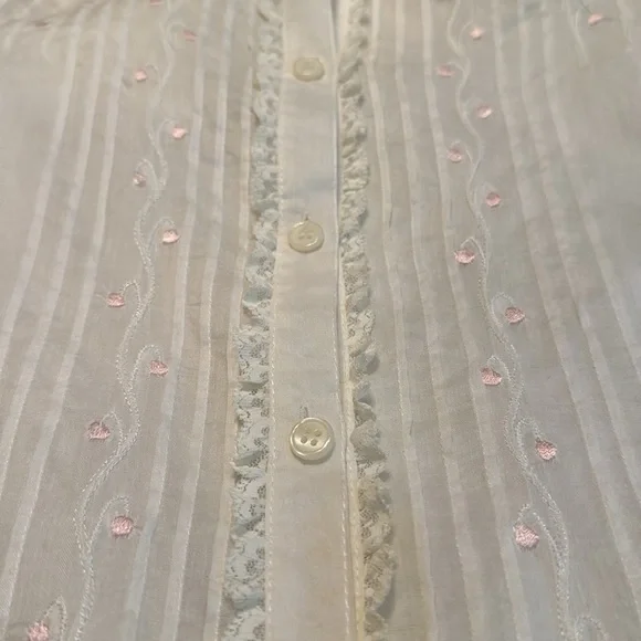 Vintage Neiman Marcus White Lace Detail Button Down Blouse Size XS/S - Picture 9 of 11